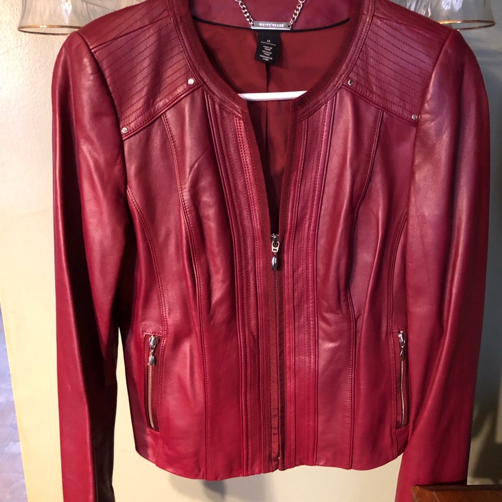 White House Black Market maroon leather jacket